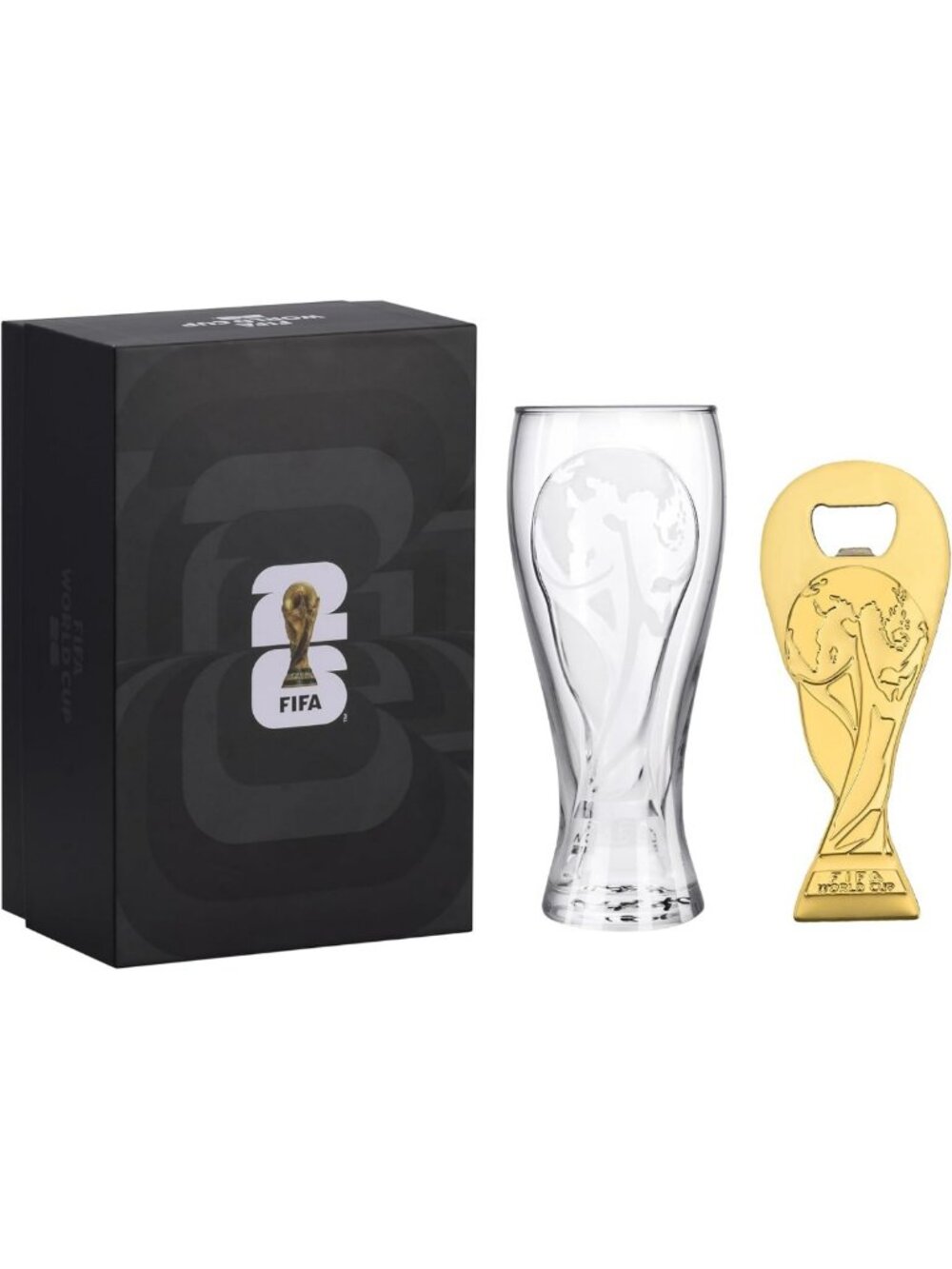 FIFA World Cup 2026 Beer Glass & Trophy Bottle Opener Gift Set - Perfect for